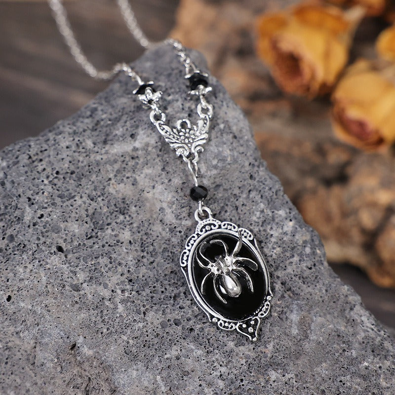 Wholesale Halloween Animal Bat Black Gemstone Alloy Necklace